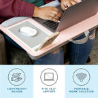 LAPGEAR Home Office Pro Lap Desk – Pink, Fits 15.6” Laptops - Image 2