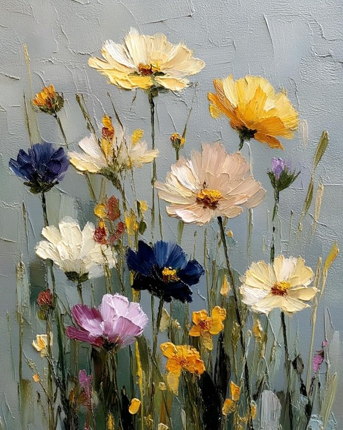 CHWGLFGG Paint by Numbers Kit for Adults Beginner, Wild Flowers Adult Paint by by CHWGLFGG