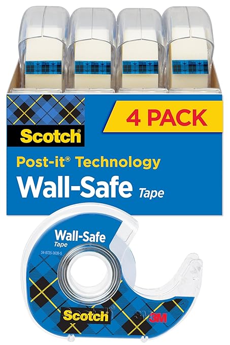 Scotch Wall-Safe Tape, 4 Dispensered Rolls, Sticks Securely, Removes Cleanly by Unknown