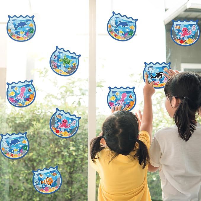 42PCS Summer Activities Crafts Bulk: Sea Animal Ocean Scene Paper Suncatchers - Image 3