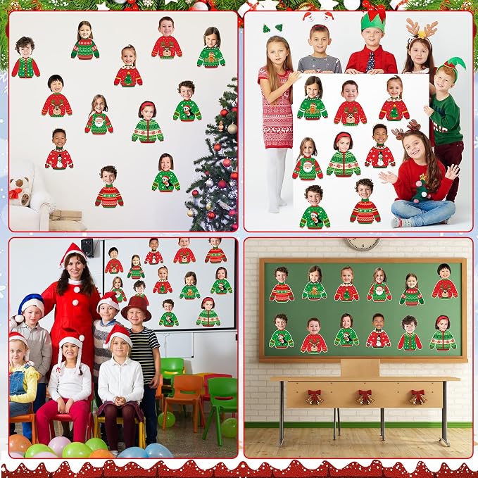 60pcs Christmas Theme Cutouts Ugly Sweater Bulletin Board Decorations Xmas Ugly - Image 7