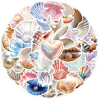 60PCS Sea Shell Stickers Aesthetic PET Transparent Conch Sticker Clamshell - Image 7