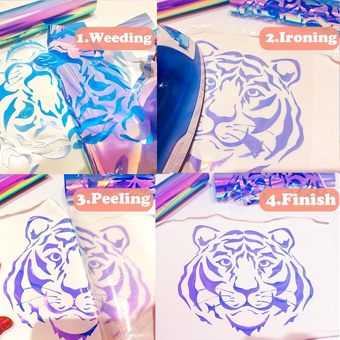 Holographic Heat Transfer Vinyl 10.5IN x 6FT Rainbow HTV Iron on Vinyl - Image 6
