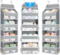 Yecaye 3 Pack 4-Tier Over The Door Organizer - Foldable Portable Baby Essentials for Stuffed Animal Storage - Multi-Purpose Bathroom Closet Organizers and Storage for Kids Newborn Baby Stuff Gray