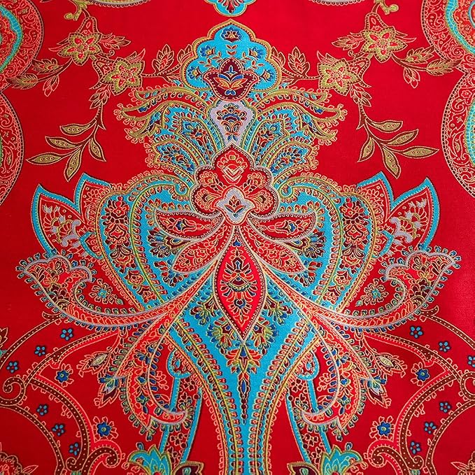 mixinni King Size Duvet Cover Set Paisley Light Blue Long Staple Cotton Percale - Image 4