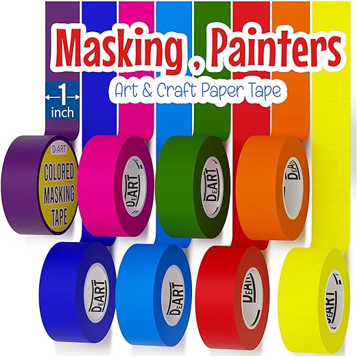 DEART 8X Colored Masking Tape, 33 Ft x 1 inch Colored Painters Tape by Unknown