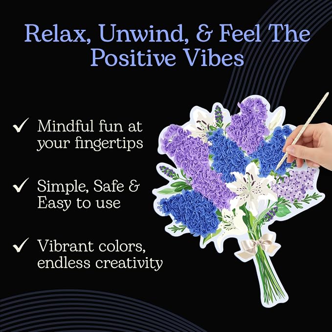 Unwynd Poke Art Lavender Flower Bouquet | Mess-Free Arts and Crafts - Image 4