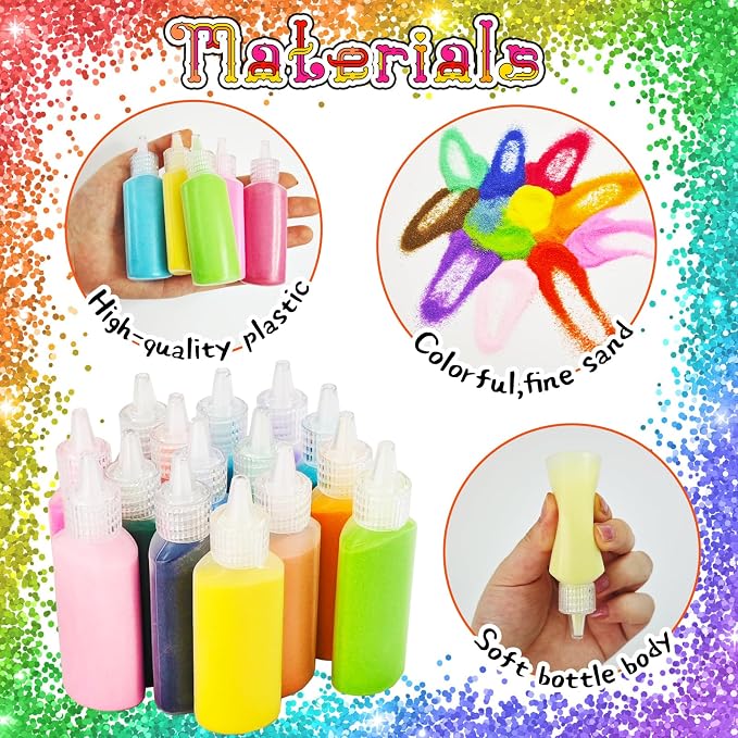 Panxxsen 12 PCS Art Sand, 1.25oz Bottles DIY Arts and Crafts Kit, Scenic Sands - Image 5