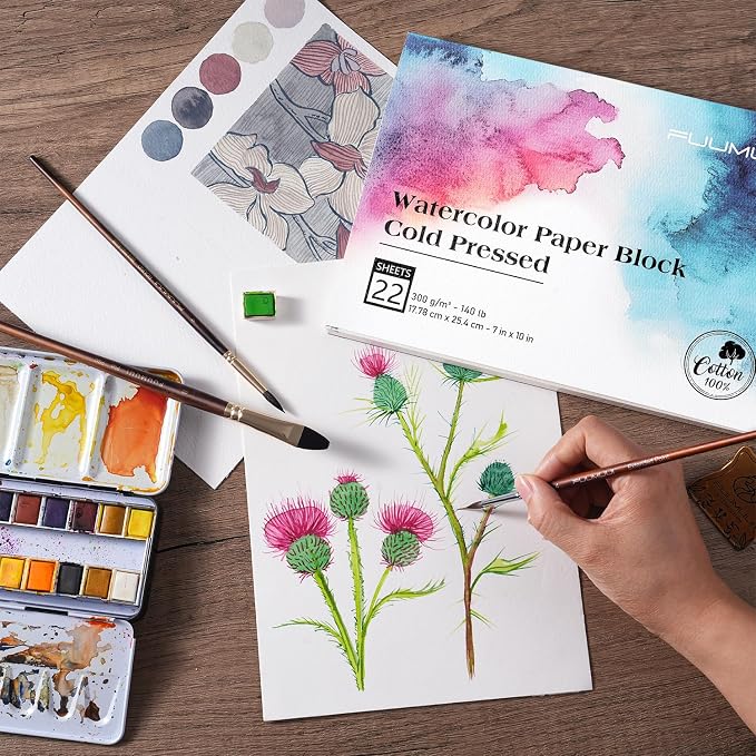 Watercolor Paper Block 7x10 Inch, Fuumuui 100% Cotton Watercolor Paper Pad of - Image 8