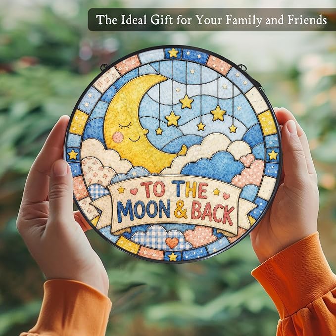 Moon and Star Stained Glass Window Hanging Suncatcher | to the Moon and Back - Image 5