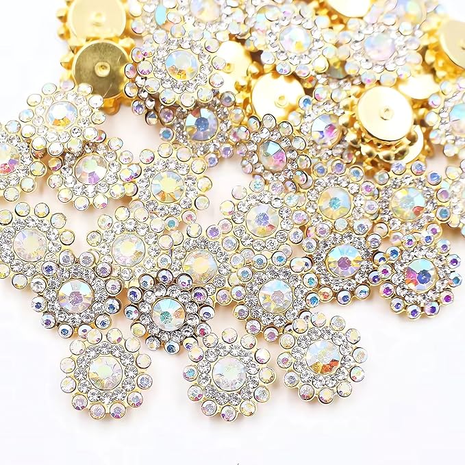 14mm 150pcs Crystals AB Colorful Sunflower Sew on Rhinestones, Jewels Glass Gems by Unknown