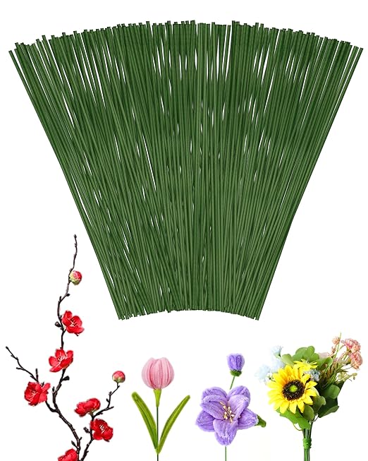 50 PCS FIVEIZERO 16 Gauge Green Floral Wire Stems by FIVEIZERO
