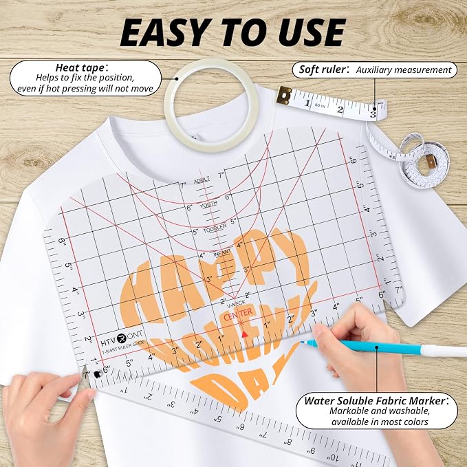 HTVRONT Tshirt Ruler Set for Heat Press, Vinyl Alignment, Center Design | For - Image 3