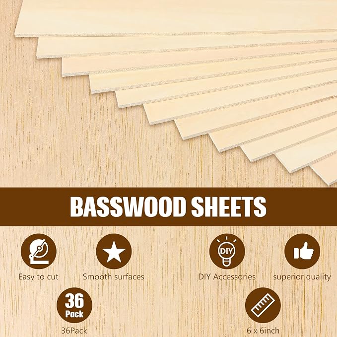 Riakrum Basswood Sheets Plywood Board Unfinished Wood Boards - Image 3
