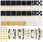 2230pcs Black and White Pearl Beads, 5 Sizes Round Pearls Beads by Funtopia