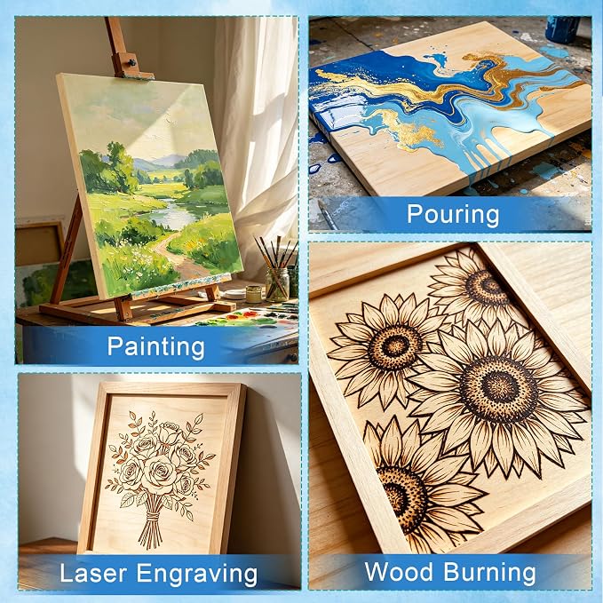 ESRICH 12x16 Inch Wood Panels for Painting, 2 Pack Craft Wood Canvas Boards - Image 6
