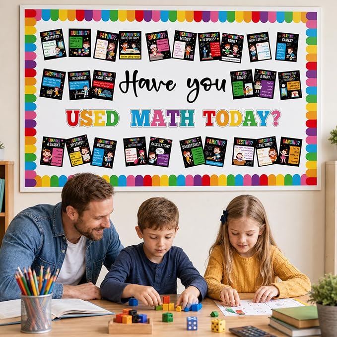 Math Theme Bulletin Board Set Colorful Mathematics Classroom Decoration Have - Image 7