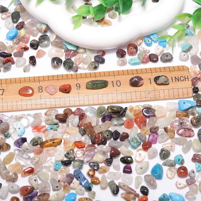 400pcs Natural Chip Stone Beads - Image 3