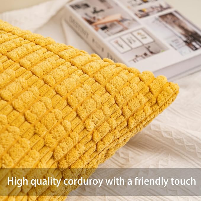 Aegero Pack of 2 Corduroy Decorative Throw Pillow Covers 18x18 InchSoft Boho - Image 2
