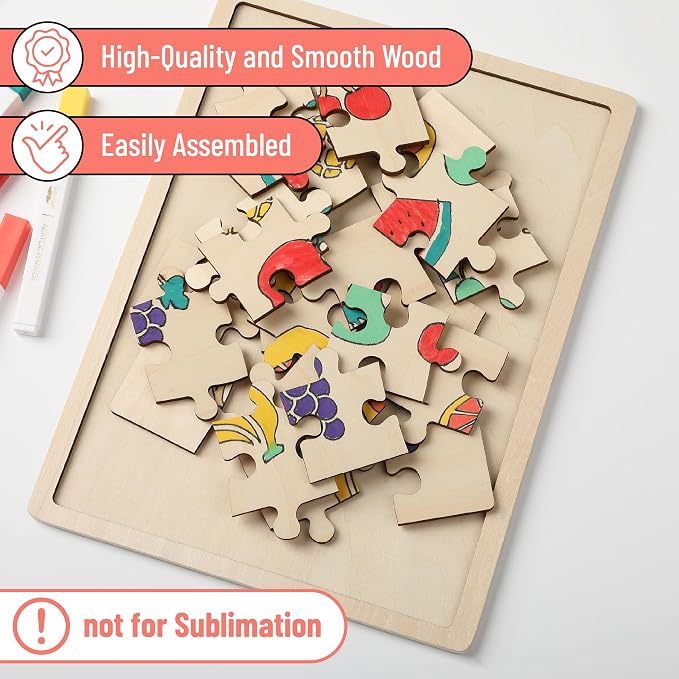 Mr. Pen- Blank Wooden Puzzle, 24 Pieces, 11.8" x 8.8" | Wooden Blank Puzzles to - Image 3