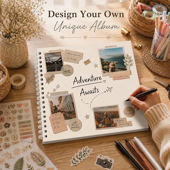 DIY Scrapbook Album 10x10 Inch 40 Pages, Hardcover Kraft Paper | Photo Book - Image 7
