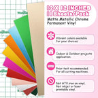 TECKWRAP Metallic Chrome Matte Adhesive Craft Vinyl Permanent Vinyl Sheets 12" - Image 2