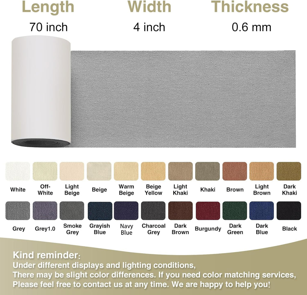 Canvas Repair Tape 4×70 Inch Waterproof Self-Adhesive Fabric Repair Patch for Repairing Boat Covers,Tents,Patio Umbrellas,Car Seats,Luggage,Sofas.(Grey)