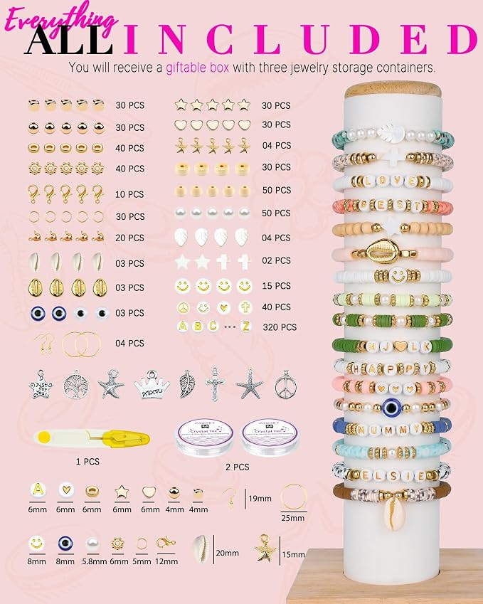 Bracelet Making Kit, 48 Colors Round Letter Beads Jewelry Making Kit Friendship - Image 3