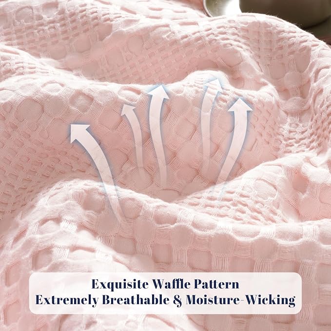 PHF Cooling Waffle Blanket Twin Size, Lightweight 60% Rayon from Bamboo & 40% - Image 4