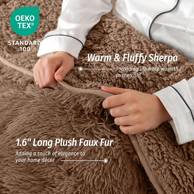 Wemore Shaggy Long Fur Faux Fur Weighted Blanket, Cozy and Fluffy Plush Sherpa - Image 4
