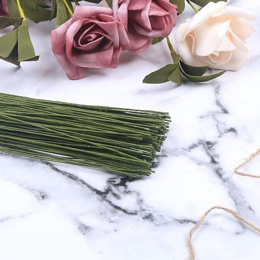 CCINEE 24 Gauge Dark Green Floral Wire Stem - Image 5