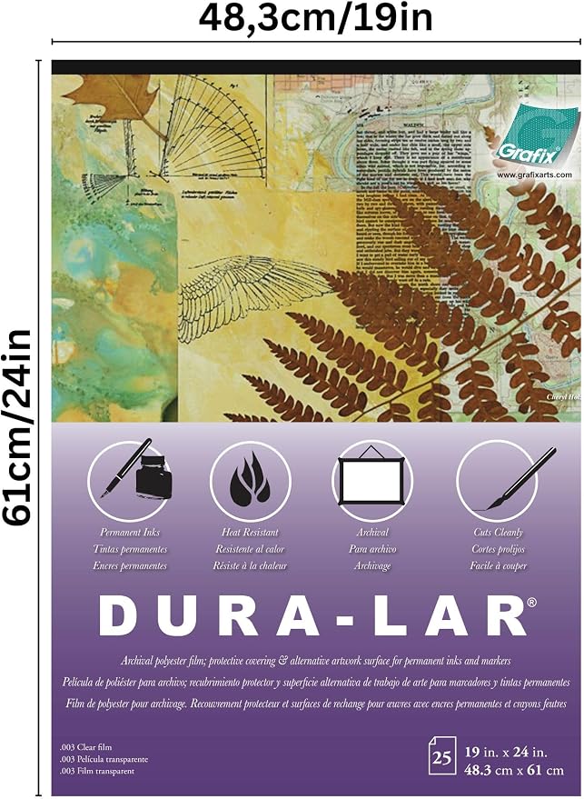 Grafix Dura-Lar 0.003" Film, Ultra Clear, Glossy 19"x24" Sheet, Mylar/Acetate - Image 2