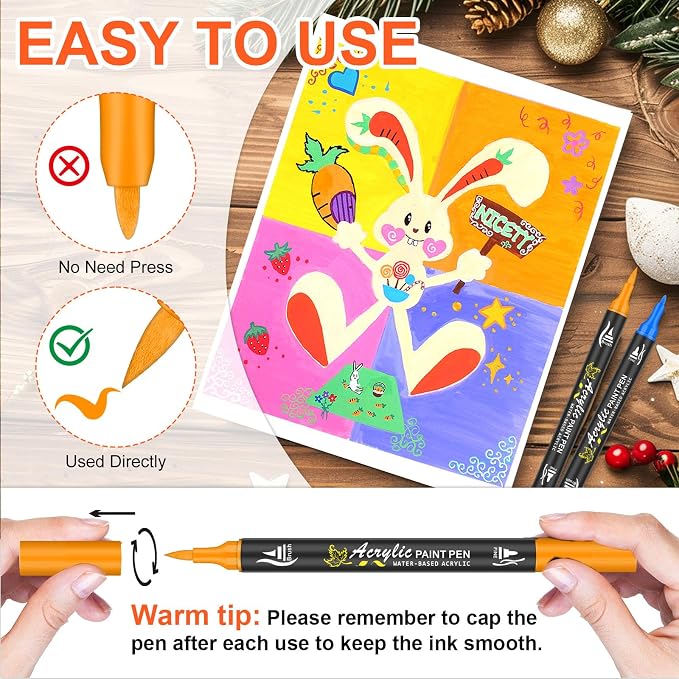 NICETY 128 Acrylic Paint Markers, Dual Tip Brush Paint Pens - Image 2