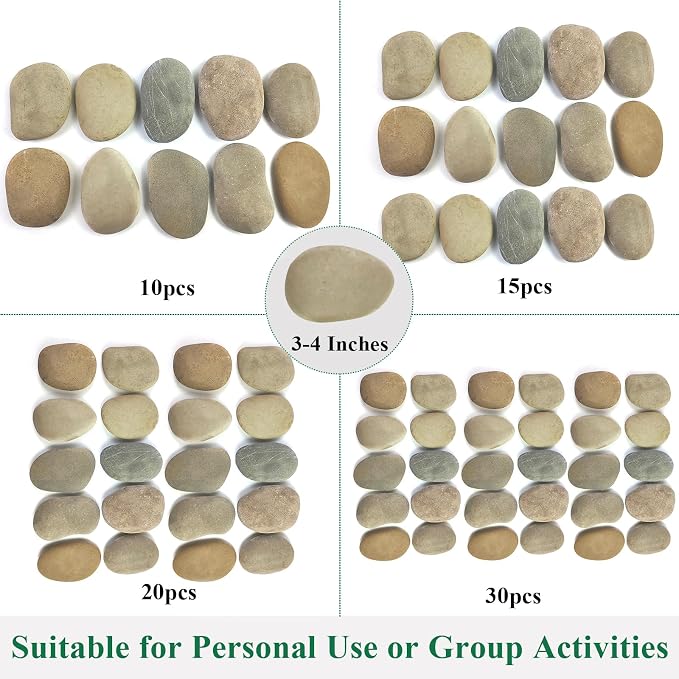 YISZM Large Rocks for Painting, 3-4 Inches Flat Smooth Painting Stones for DIY - Image 3