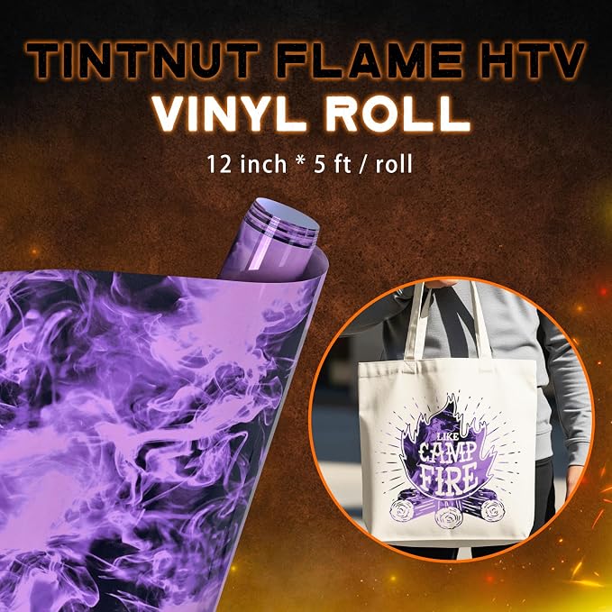 Tintnut Purple Flame Heat Transfer Vinyl Roll, stretch washable, compatible - Image 2