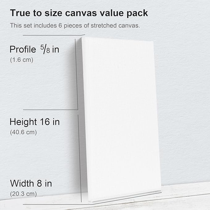 PHOENIX Long Stretched Canvas for Painting 8x16 Inch/6 Value Pack, 8 Oz Triple - Image 3