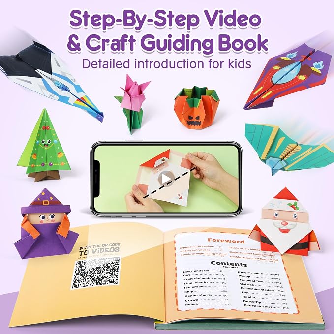 Mocoosy 320 Sheets Origami Kit for Kids Ages 5-8 9-12, Folding Paper Set - Image 3