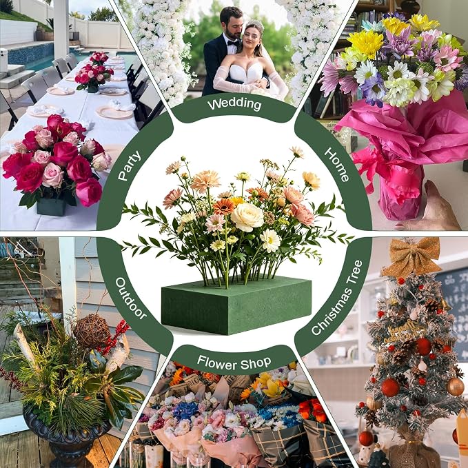20 Pcs Floral Foam Blocks for Flower Arrangements 5.5"L x 3.1"W x 1.5"H | Green - Image 6