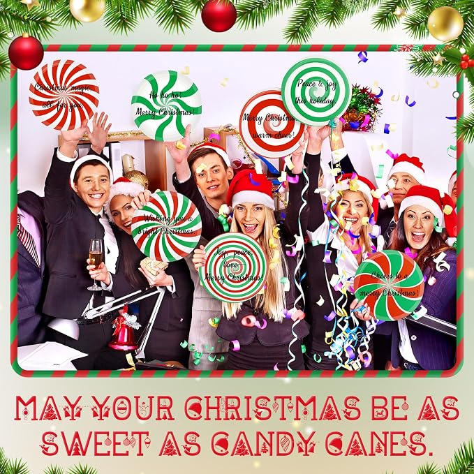 TaoBary 24 Pcs 7.09 Inch Christmas Candyland Peppermint Cutouts Candy Party - Image 4