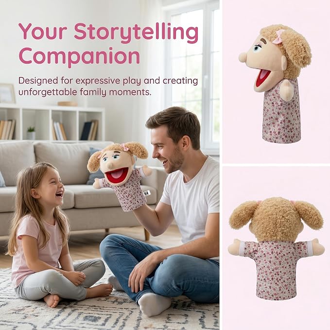 Family Hand Puppets for Kids, Includes Grandpa, Son - Image 5