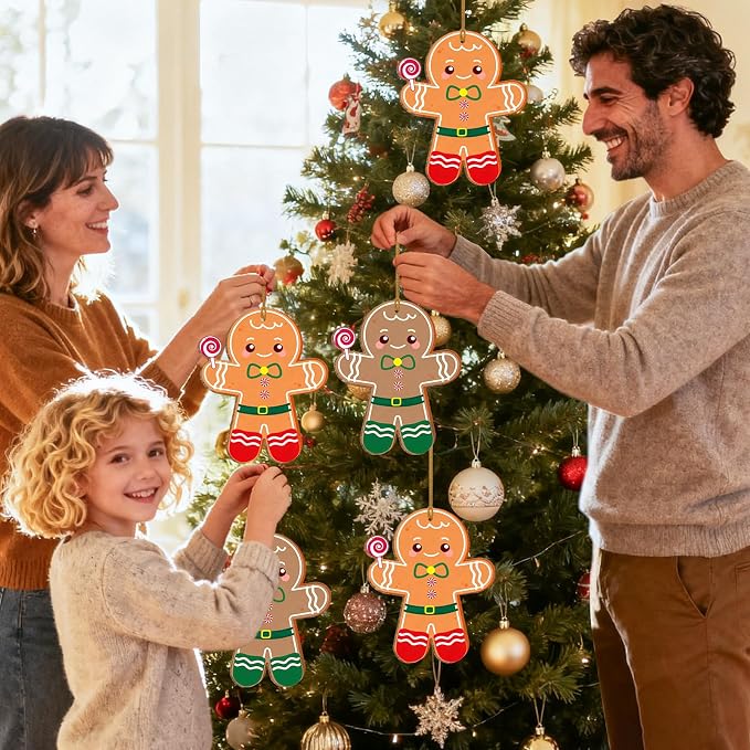 Large Size 7" Christmas Crafts for Kids Wooden Gingerbread Ornaments Crafts - Image 6