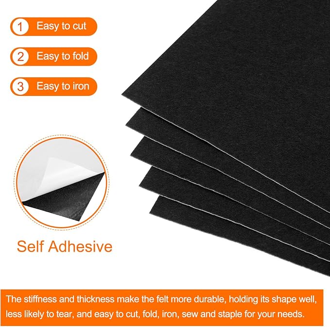MECCANIXITY Adhesive Felt Sheets, Felt Fabric Crafts Back Adhesive Felt Sheets - Image 4