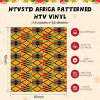 HTVSTD Kwanzaa HTV Heat Transfer Vinyl 12 Sheets 12×10in Iron on Vinyl | Africa - Image 2