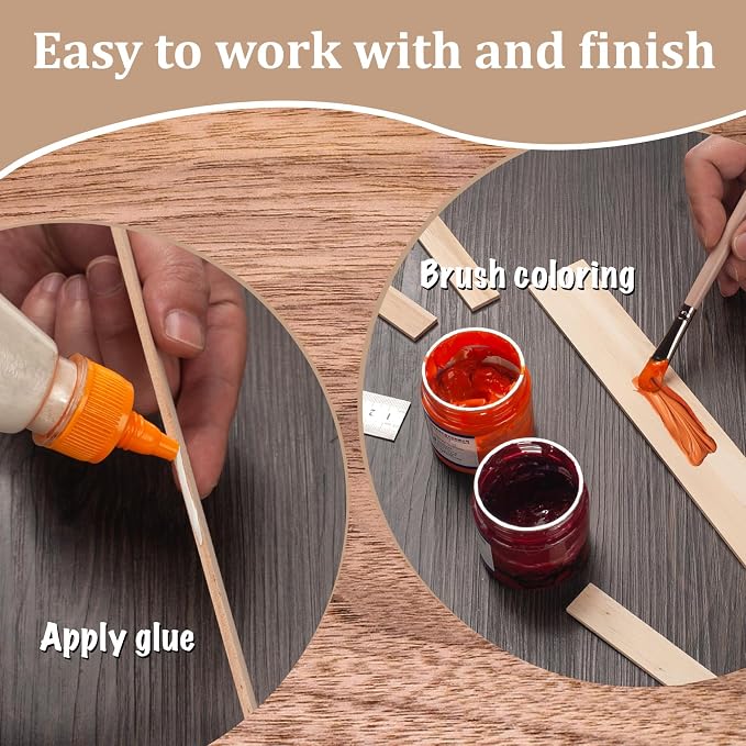 Wood Strips Trim Slats for Wall, Wooden Dowels for Crafts 1/8" × 3/4" × 6" - Image 4