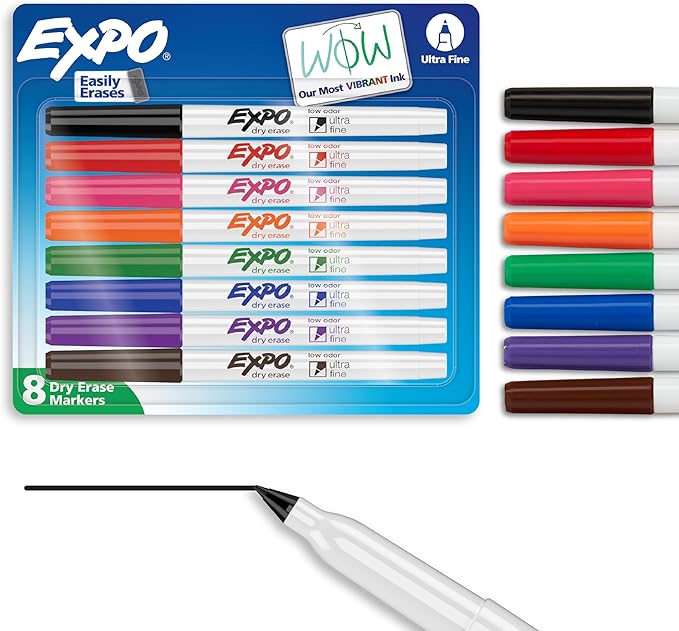 EXPO Dry Erase Markers, Low Odor Ink, Ultra Fine Tip, Organization, School by Unknown