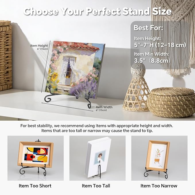 Artliving Plate Stands for Display, 5 Inch Black Iron Easel Plate Display Photo - Image 5
