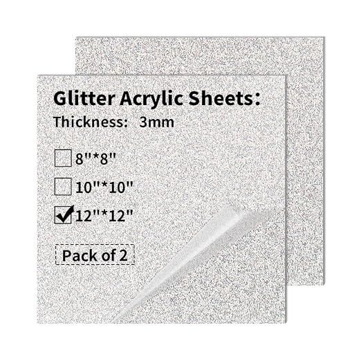 Glitter Acrylic Sheets 12 x 12 inch 1/8" Thick by gdhwcxl
