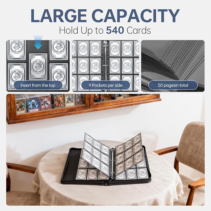 9 Pocket Card Binder, Premium Zip Trading Top Loader Binder, 720 Double Sided - Image 5