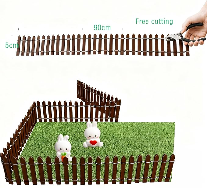Fairy Garden Miniature Fence Accessories: Decorative White Wooden Picket Fence - Image 2