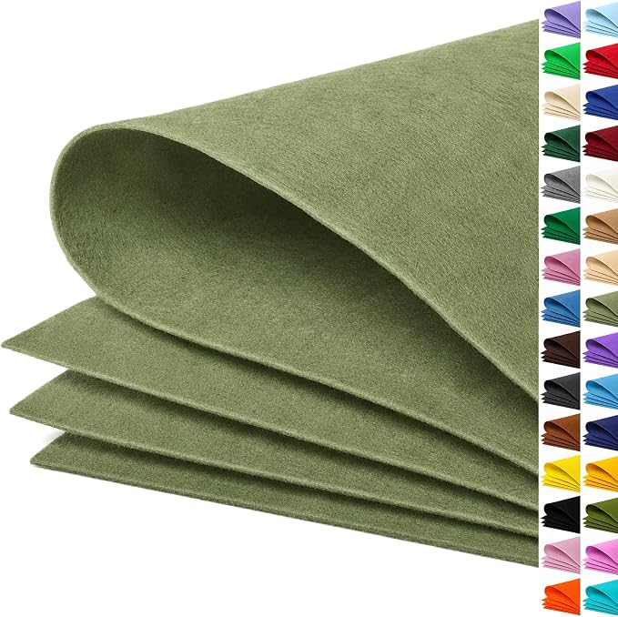 Sage Green Large Felt Fabric 36" x 36", 1mm Stiff Felt Sheet, Nonwoven Fabric by ZANEXIR